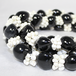 Black Kukui Nut Deluxe with White Shells Lei Bulk – 10 Pack