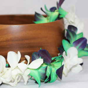 Mixed Tinted Orchid Lei Green Lei
