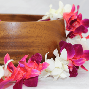 Mixed Tinted Orchid Lei Red Lei