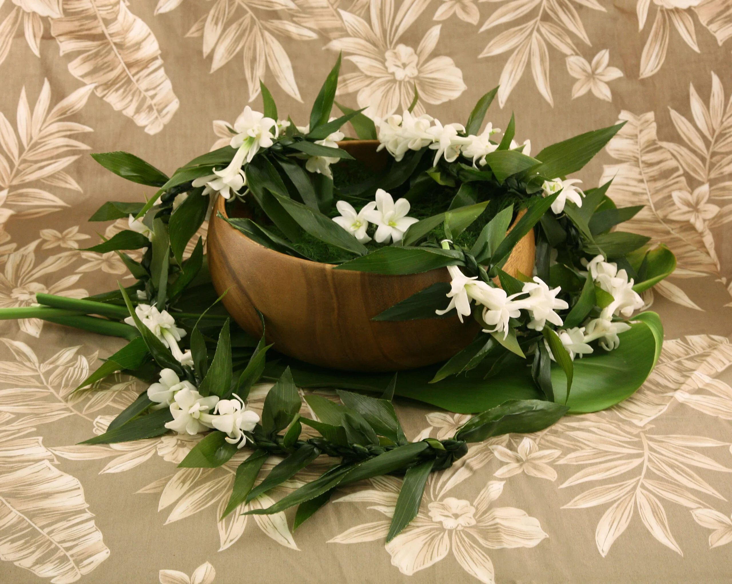 Ti Leaf Maile with Tuberose Lei
