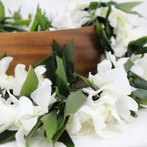 Ti Leaf Maile with White Orchid Lei