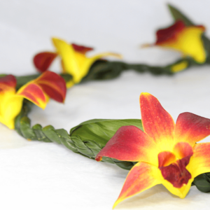 Ti Leaf with Orchid Yellow Lei
